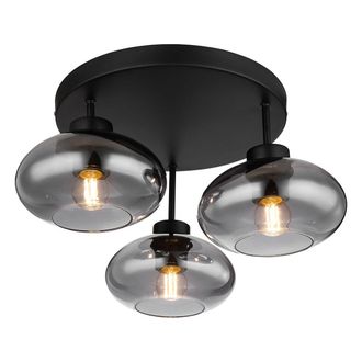 Globo Lighting Plaf&oacute;n - Shaun - Negro - Vidrio Vidrio Ahumado - &Oslash; 40cm