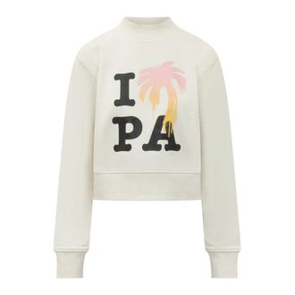 Palm Angels I Love PA Fitted Crew - Dames - Sweatshirts - Wit - S - Katoen - Hoodies & sweatvesten