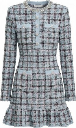 Self Portrait Check Knit Mini Dress