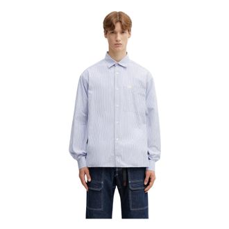 Filling Pieces Pinstripe Shirt - Heren - Casual Overhemden - Blauw - L - Katoen - Overhemden