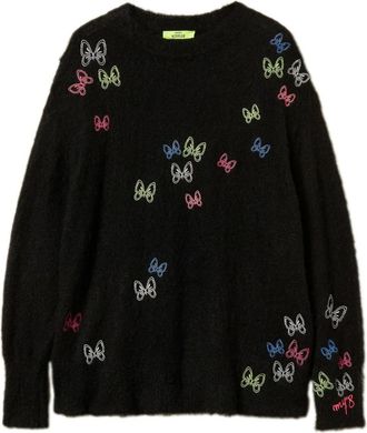 Twin-Set Sweater met geborduurde vlinder - Zwart