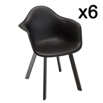 Macabane Lote de 6 sillones negros de respaldo redondo