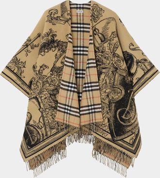 Burberry Reversible Etched Knight Wool Cape