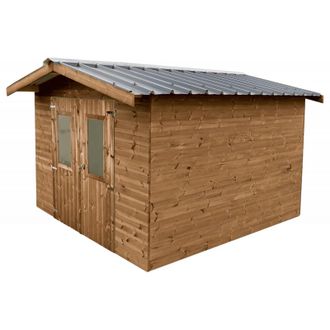 Foresta Caseta De Jard&iacute;n De Madera Tratada T&eacute;rmicamente 280x280 Cm - Espesor De Pared 26 Mm - Techo De Acero Galvanizado - Vidrio Acr&iacute;lico - Thy3030 Foresta