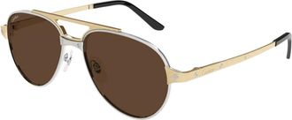 Cartier Santos Piloten Zonnebril - Heren - Zonnebrillen - Wit - 59 MM - Accessoires
