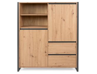 Finori Argonauta - Aparador Alto 2 Puertas 2 Cajones 120 Cm - Acabado Madera Clara