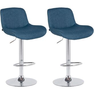 Clp Set di 2 sgabelli da bar Solon cromo blu Tessuto