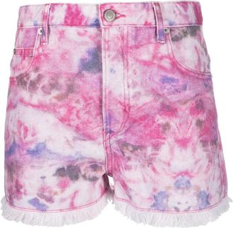 Isabel Marant Lesia Tie-Dye Shorts met gerafelde randen