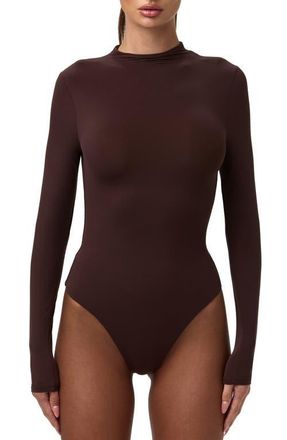 Naked Wardrobe Naked Long Sleeve Bodysuit in Dark Chocolate at Nordstrom, Size X-Large
