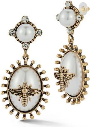 Sphera Milano Faux Pearl Bee Oval Drop Earrings in Gold/white at Nordstrom Rack