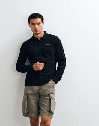 Barbour Polo a maniche lunghe nera-Nero