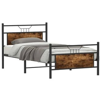 Berkfield Home Durable Bed Frame without Mattress Smoked Oak 100x200 cm Engineer in Brown
