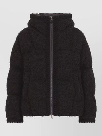 Moncler boucl&eacute; hooded puffer jacket