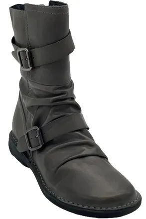Miz Mooz Womens Miz Mooz Pasha -9 Gray Leather Round Toe Mid Calf Boots HAWK1227