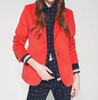 Vilagallo Gadea Cord Long Sleeve Blazer In Red