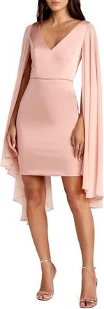Mac Duggal Womens Cape Sleeve V Neck Sheath Dress in Blush at Nordstrom, Size 14