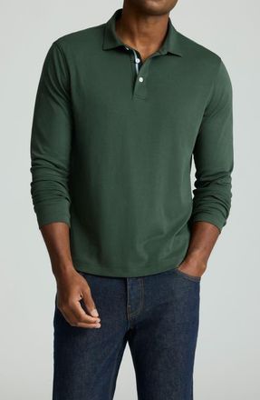 UNTUCKit Damaschino Wrinkle Free Long Sleeve Polo in Deep Forest at Nordstrom, Size Small