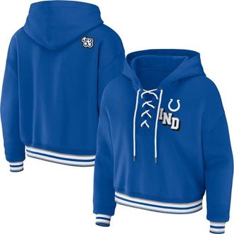 WEAR by Erin Andrews Womens WEAR by Erin Andrews Royal Indianapolis Colts Plus Size Lace-Up Pullover Hoodie at Nordstrom, Size 1X