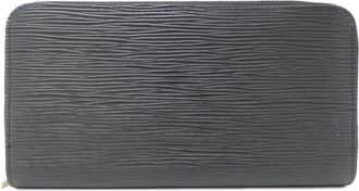 Louis Vuitton Black Leather Long Wallet (Bi-Fold) (Pre-Owned)