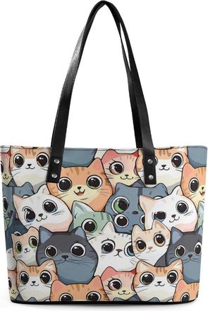 Generic Cats Pattern Tote Bags for Women Cute Shoulder Purses Handbags