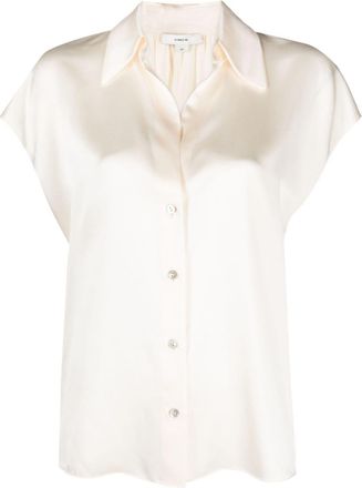 Vince short-sleeve silk shirt - women - Silk - L - Neutrals