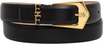 Elisabetta Franchi Leren Riem met Logo Detail - Dames - Riemen - Zwart - XL - Leer - Accessoires