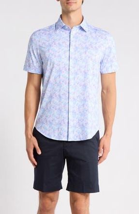Bugatchi Short Sleeve Woven Shirt in Pink at Nordstrom Rack, Size Xxx-Large