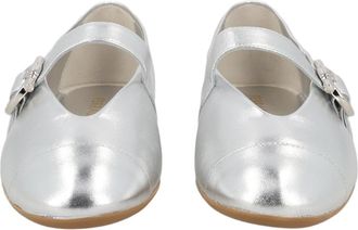 Ferragamo Silver Metallic Lamb Leather Flats
