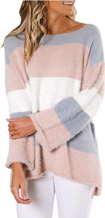 Generic Deals of The Day Sale Prime Plain Sweatshirts for Women UK Clearancee Ladies Long Sleeve Round Neck Sweater Tunic Waist Shirt Casual Loose Sweater Out