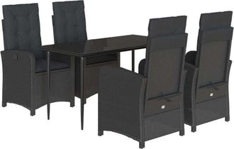 vidaXL Set De Muebles Jard&iacute;n 5 Pzas Con Cojines Rat&aacute;n Sint&eacute;tico Negro Vidaxl