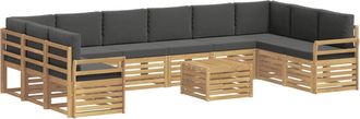 vidaXL Conjunto De Sof&aacute;s De Exterior 11 Uds. Blanco Y Antracita Vidaxl