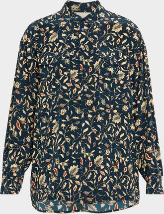 Ulla Johnson Soren Floral Silk Button-Front Shirt