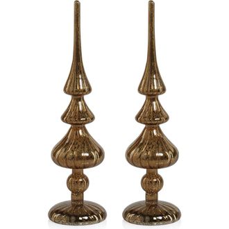 Zodax Set of 2 Azenor LED Decorative Glass Tabletop Finial Ornaments in Antique Gold at Nordstrom Rack