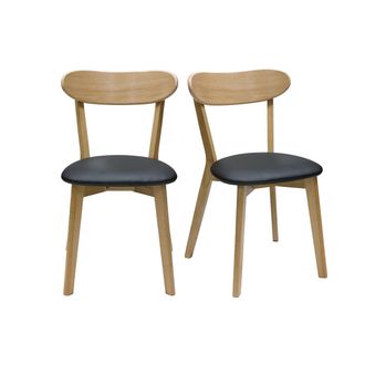 Miliboo Miliboo - Set De 2 Sillas Vintage De Madera De Roble Claro Y Negro Dove