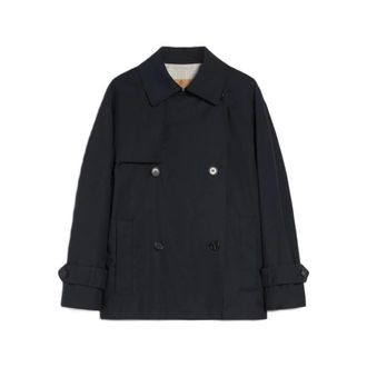 Max Mara Dames, Mantels, Blauw, Maat: S Katoen
