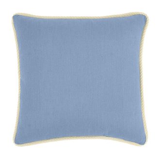 Ballard Designs Canvas Sunbrella Corded Outdoor Pillow - Cornflower, White, 16 x 16 - Ballard Designs