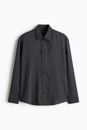 H&M Hemd in Relaxed Fit - Schwarz/Gestreift