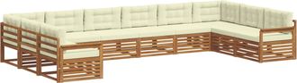 vidaXL Juegos De Sof&aacute;s 8 Uds. Natural Y Crema Madera De Acacia S&oacute;lida Vidaxl