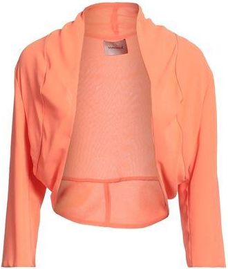 Mironcè Chiffon Bolero Shrug for Women in Orange Crepe with Deep Neckline