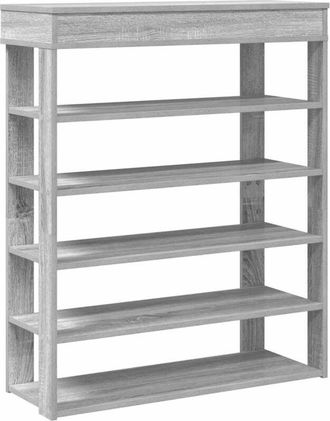 vidaXL Shoe Rack Grey Sonoma 80x30x98 cm Engineered Wood Vidaxl