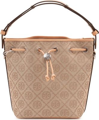 Tory Burch Tassen, Dames, Bruin, ONE Size, Linnen, Monogram Bucket Bag