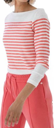 Yest Renate Striped Sweater In Off White/coral