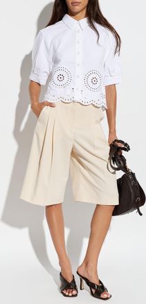 Frame Denim Shirt With Openwork Trim, Womens, White