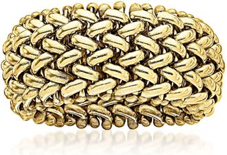 Ross-Simons Italian 14kt Yellow Gold Beaded Mesh Ring