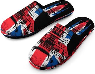 Generic United Kingdom with Tower Bridge Flag Mens Cozy Memory Foam Slippers Warm Cotton House Shoes Comfy Slipper for Indoor Outdoor