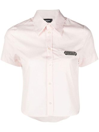 Dsquared2 cropped logo-patch shirt - Roze