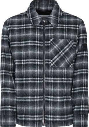 Burberry Oran Overshirt - Heren - Zomerjassen - Grijs - L - Wol - Jassen