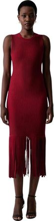 DKNY Dkny, Kleedjes, Dames, Rood, XS, Katoen, Midi Gebreide Jurk