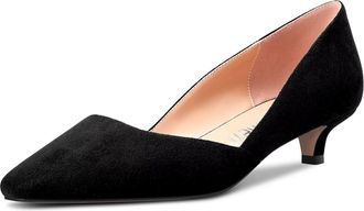Castamere Women Low Kitten Heel Close Square Toe Pumps Court Shoe Slip-on Classic Cute Office 3.5 CM Heels Party Shoes Black 9.5 UK
