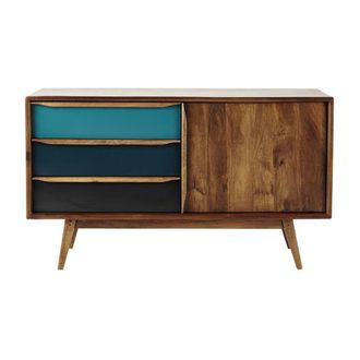 Maisons du monde Aparador vintage de madera de mango azul 127 cm